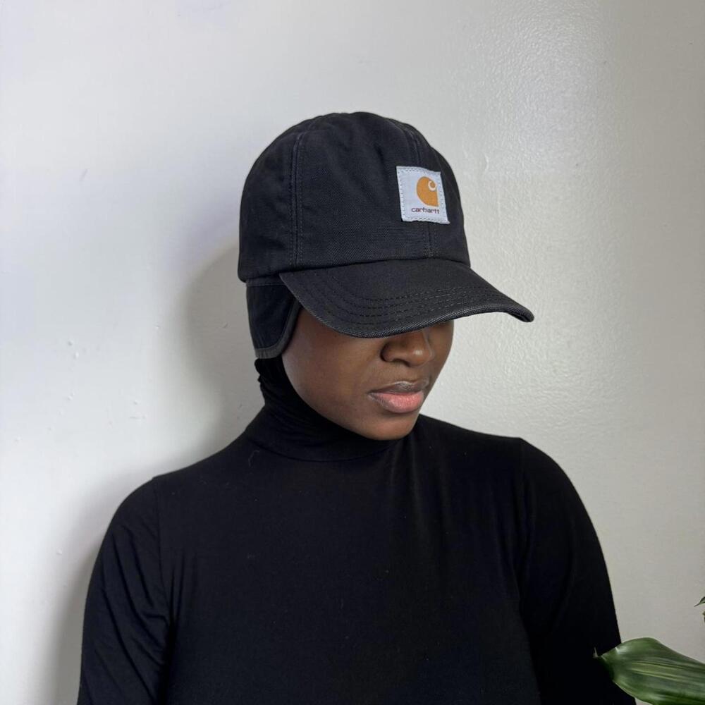 Vintage 90s Carhartt Quilted Ear Flap Cap - Made in USA  side M unisex